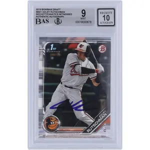 Adley Rutschman Baltimore Orioles Autographed 2019 Bowman Draft #BD-1 Beckett Fanatics Witnessed Authenticated 9/10 Card - Fanatics Authentic Certified