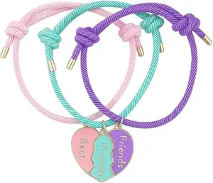BFF Bracelets for 3 Girls Heart Matching Bracelets for Best Friend Anniversary Birthday Gifts for Teen Girls Bestie Friendship Gifts for Christmas Graduation Gifts for Friends
