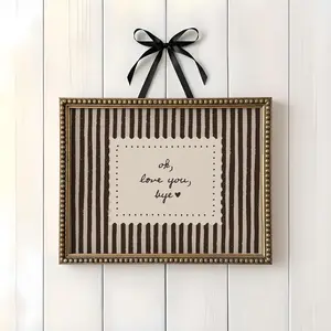 Ok Love You Bye Wall Art  Neutral Brown Stripe Quote Print  Vintage Minimal Entryway Decor