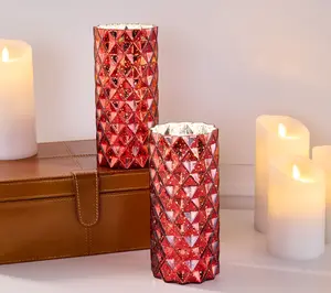 Set of 2 Diamond Glass Illuminated Hurricanes by Valerie Set of 2 Diamond Glass Illuminated Hurricanes by Valerie