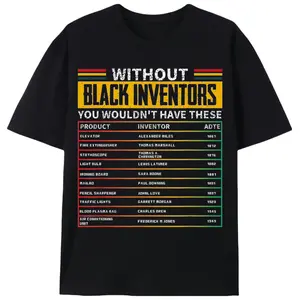 Men's Fitted Short-Sleeve Round Neck Cotton T-Shirt - Forgotten Black Inventors History Print, Soft Thermal Breathable Fabric, Stylish Streetwear Graphic Top for Black History Month, School Gifts