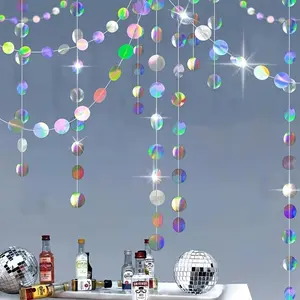 13-Foot Holographic Round Wreath - Rainbow Party Supplies for Unicorn and Mermaid-themed Birthday, Graduation, Wedding Celebration Decorations - Non-Electric, Feather-Free, Multi-Occasion Seasonal Decorations Ornaments