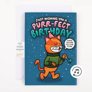 Endless Cool Cat Birthday Card with Glitter - Greeting Card Prank Endless Cool Cat Birthday Card with Glitter - Greeting Card Prank