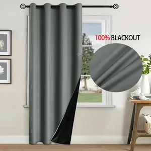 1pc 100% Blackout Curtains-thermal Insulated, Soundproof, Heavy-duty, Privacy Grommet Curtains, Cold-proof Drapes for Living Room & Bedroom, Blackout Window Cover