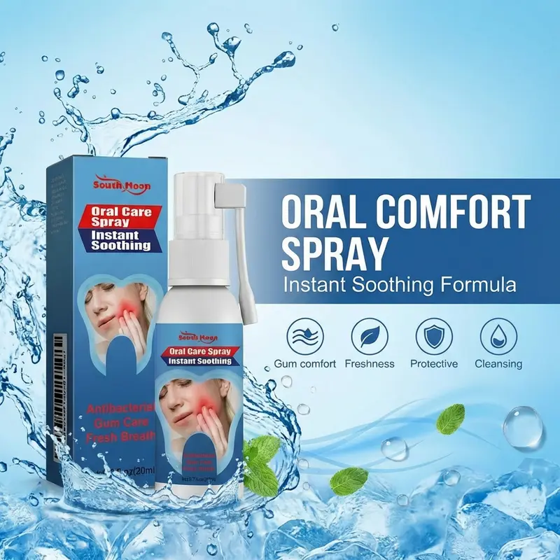Portable Oral Freshening Spray - Fresh & Cool Mint Flavor, Eliminates Bad Breath, Quick Discomfort Relief, Inhibits Bacteria, Prevents Cavities, Protects Teeth, Gentle Daily Care Solution for Oral Hygiene