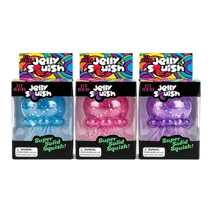 KIDGENIUS Glitter Jellyfish Squeezable Glittering Stress Ball Squishy Fidget Toy - Ultra-Soft BPA-Free Safe Durable Fidgets Squishies for Kids, ADHD Support, Birthday Party Favors