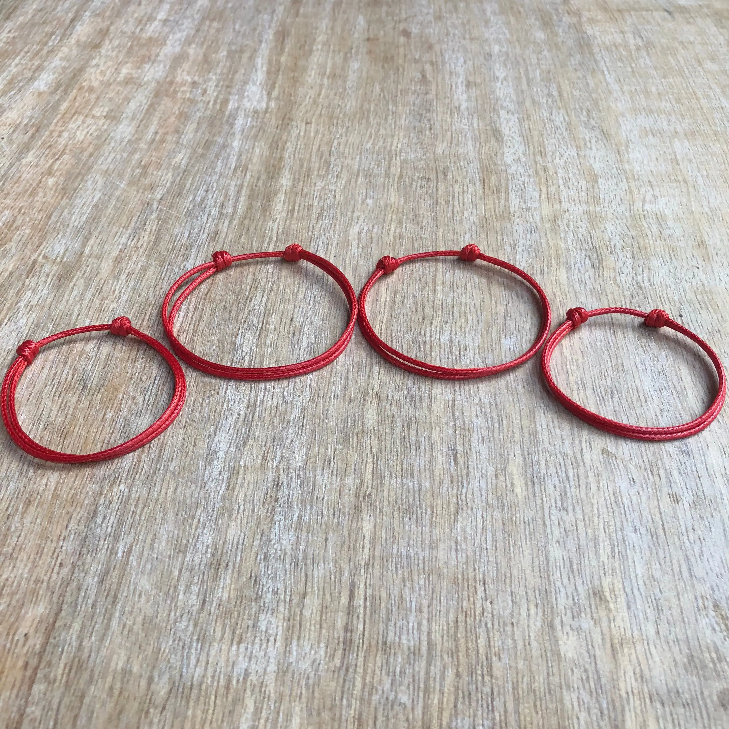 Red Family Waterproof Bond Bracelets 2mm Waxed Cord Adjustable for Adults & Kids