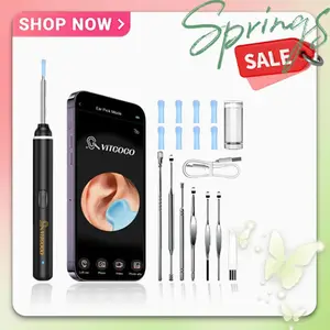 Vitcoco 8 Pcs Ear Set,Ear Canal Cleaner with 1920P Camera,Ear Cleaning Kit with 8 Ear Spoon,Ear Wax Removal,Ear Camera for iOS & Android Mother's Day Gifts