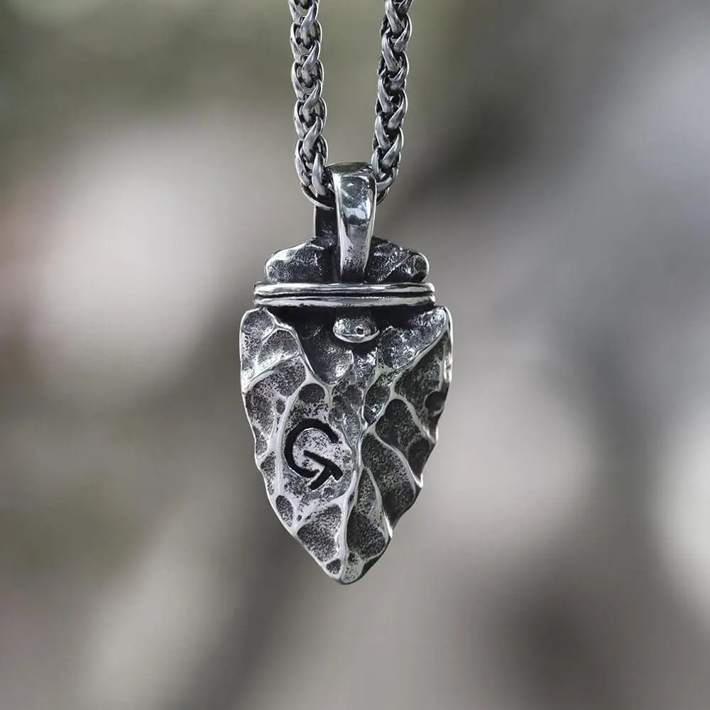 GTHIC Vintage Viking Stone Arrow Stainless Steel Pendant for Men and Women Daily Wear Statement Jewelry