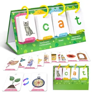 Phonics Flash Cards Learn to Read Word Builder Games Word Building Desktop Pocket Tent Flash Cards Kit with 129 Cards for Reading and Spelling Phonics Learning