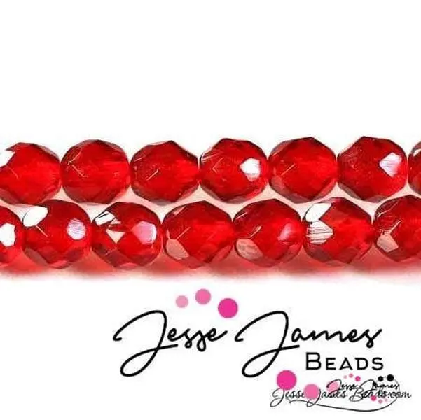 Red Ruby Czech Fire Polish Beads 8mm 50 pieces