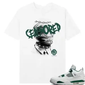 Jordan 4 Oxidized Green Sneaker Match Tees Shirt White Censored T-Shirt