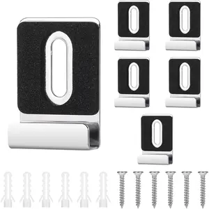 6 PCS Mirror Holders for Wall Mounting Stainless Mirror Holder with Screws Mirror Mounting Clips Brackets for Frameless Billboard Displays (Silver)