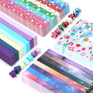 2140 Sheets Double Sided Origami Lucky Star Paper Strips, 4 Packs for Kids DIY School Hand Craft