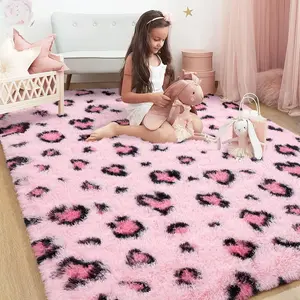 Leopard Print Rugs, 4x6 Feet Pink Leopard Rug for Girls Bedroom, Soft Cheetah Print Rugs for Living Room Western Decor, Modern Indoor Fluffy Area Rug for Kids Nursery Dorm Decor