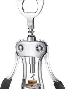 Wine Opener Heavy-Duty Zinc Alloy Wing Corkscrew Premium Beer Bottle Opener Multifunctional Wine Accessories with Ergonomic Handle and Sharp Screw for Kitchen Bar Restaurant Bartenders