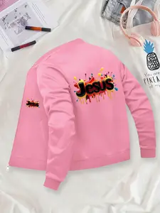 Jesus Printed Bomber Jacket - Casual Zip-Up Outerwear, Suitable for Casual Outdoor Sports, Fashionable & Durable for All Seasons, Ideal for Daily Activities, Gifting, Gatherings & Work.