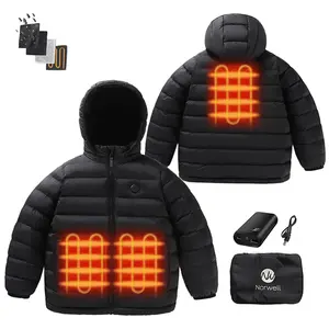 Norwell Heated Jacket - Lightweight, Water-Resistant Hooded Coat with 5V Battery for Boys & Girls