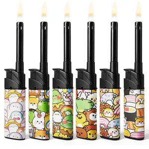 6 Pack Candle Lighter Multipurpose Lighter Utility Lighters with Extended Wand Handy Refillable for Kitchen Fireplace Pilot Light DIY BBQ Grill Stove