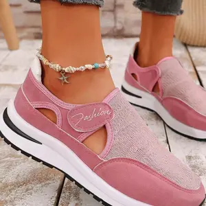 Women's Mesh Breathable Velcro Walking Shoes, Casual Comfortable Sports Shoes for Outdoor, Female All-match Round Toe Shoes for Daily Wear