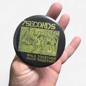 7 Seconds Walk Together Rock Together Pin Large 3" Button for Music Lovers