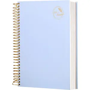 Hardcover Spiral Notebook,300 Pages College Ruled Notebooks,7" x 10"Large Spiral Journal,B5 Hard Cover Notebooks for Work Writing School,Blue