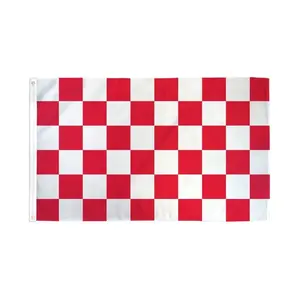 3x5ft Red & White Checkered Bold Color Dye-Subbed Polyester Banner, Festive Party Backdrop for Home Use