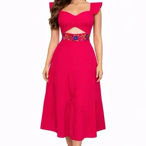 Betty Dress - Size Large / XL, Hand Embroidered Dress Sheer Cotton Dress Made in Mexico