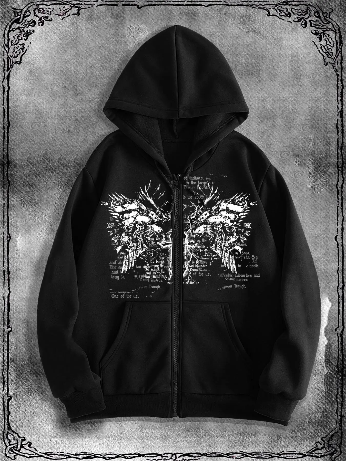 Y2K Original Style Graphic Printed Zip Up Fitted Hoodie Sweatshirts Fabric for Casual Wear, Trendy Streetwear Hoodie for Fall & Winter, Perfect for Fashion