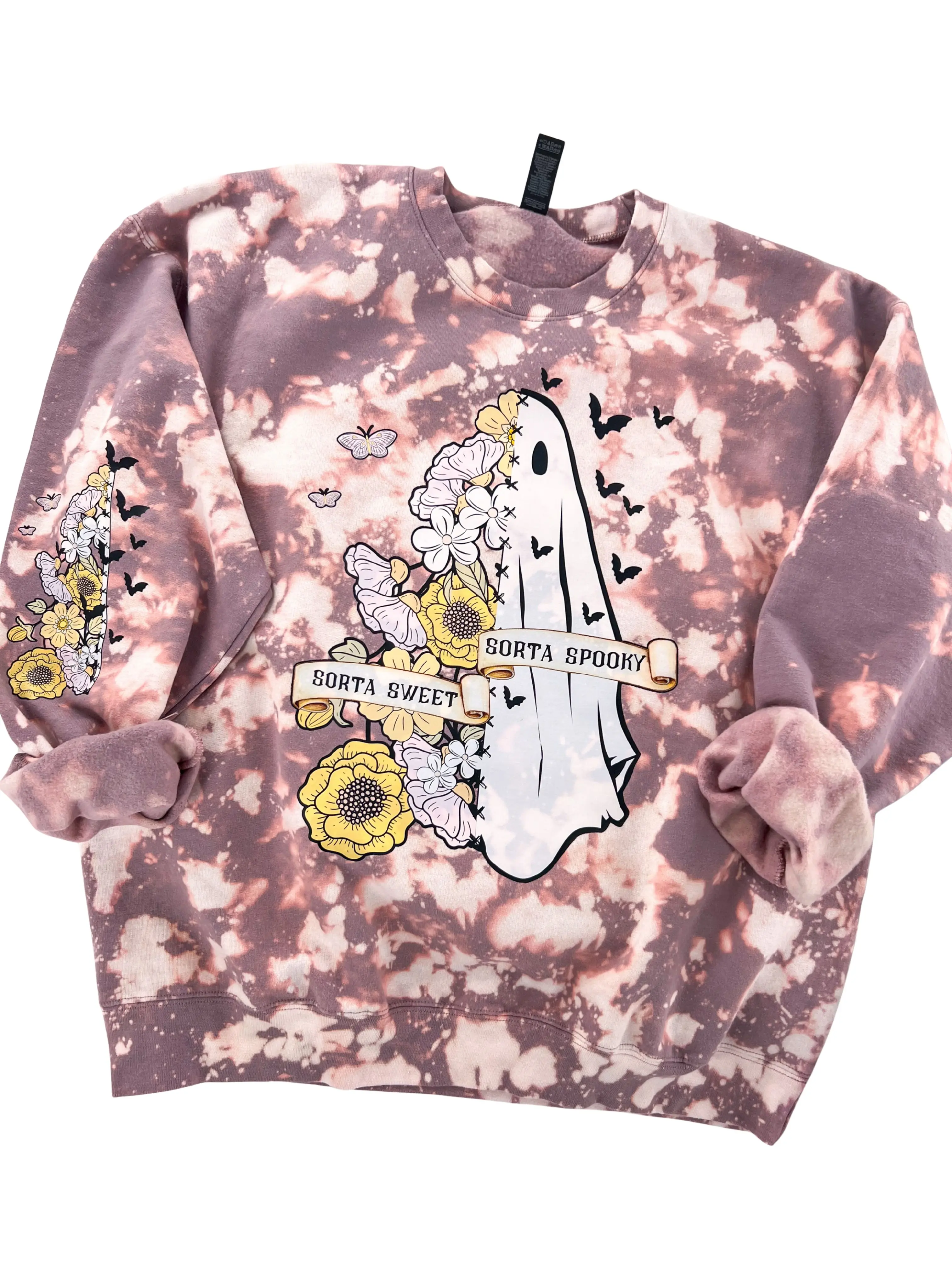 Sorta Sweet Sorta Spooky Ghost Halloween Sweatshirt or Hoodie with sleeve print Comfy Womenswear Tops Dye Hoodie Crewneck
