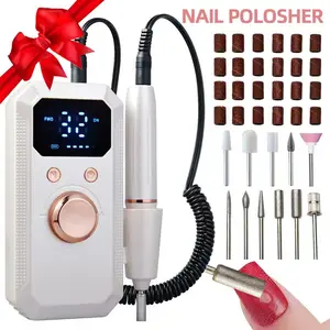 Electric Nail Drill Kit, Rechargeable Pedicure Tools, Professional Pedicure Set with Multiple Grinding Heads, LED Display, 32 Speed Levels, Gel Nails, Home Salon Use