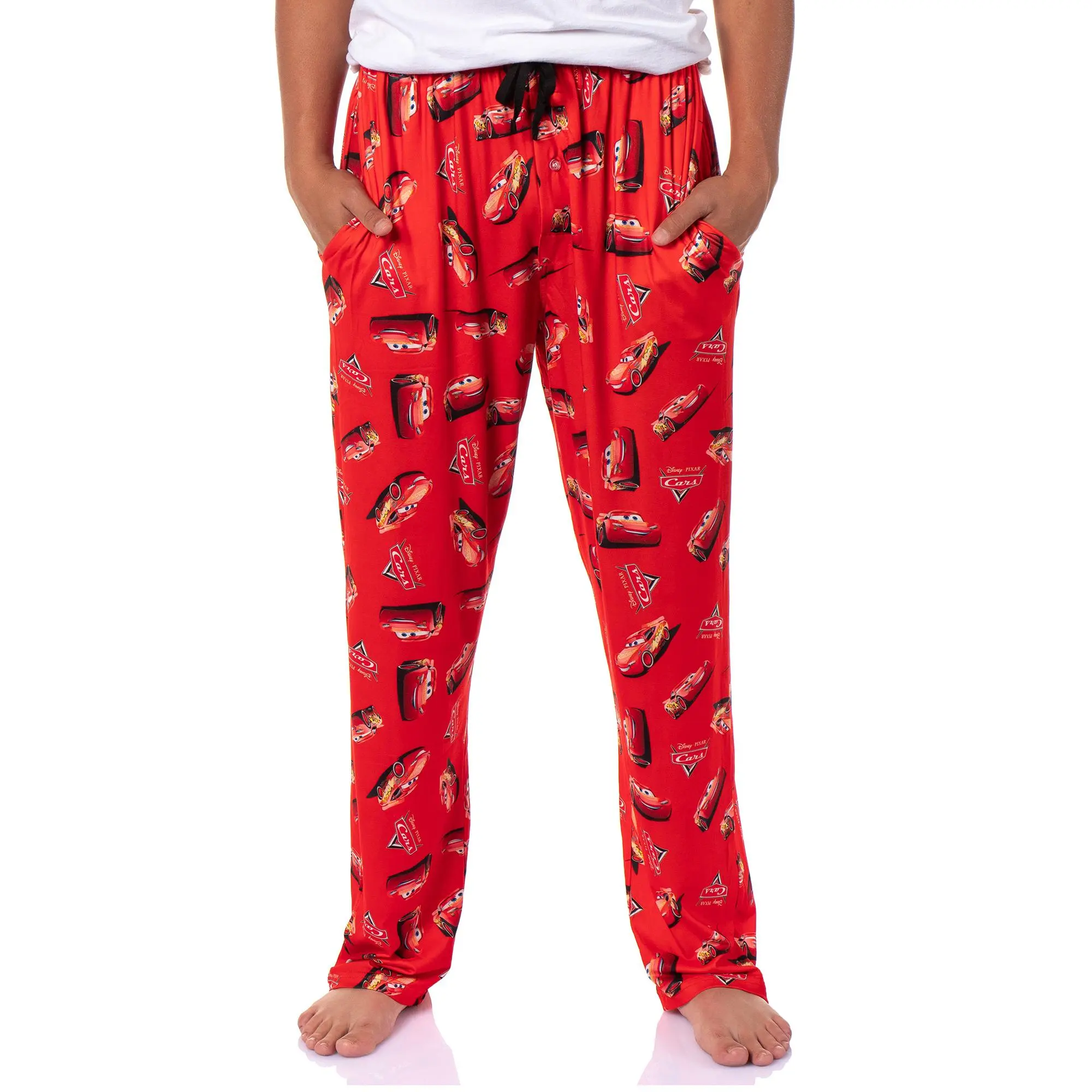 Disney Cars Men's Lightning McQueen with Logo Design AOP Adult Lounge Sleep Pajama Pants, Nightwear, Fabric