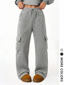 "Trendy  Cargo Sweatpants | High-Waist Wide Leg | Drawstring Waist & Side Pockets | Comfy Casual Streetwear for Women | Perfect for Loungewear & Everyday Outfits | Y2K Aesthetic"