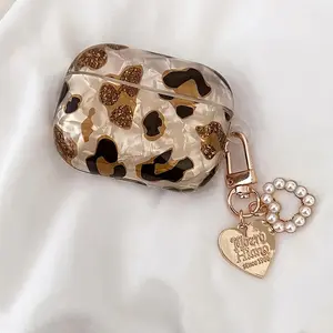 Fashion Leopard Print Earphone Case with Chain, Earphone Protective Cover, Earphone Accessories Compatible with AirPod 1/2 AirPod Pro Protection