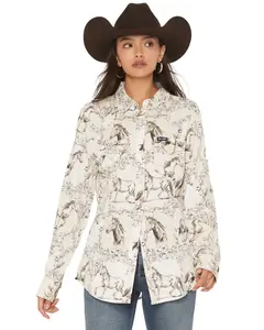 Wrangler Women's Retro Floral Horse Conversational Print Long Sleeve Snap - 112371692