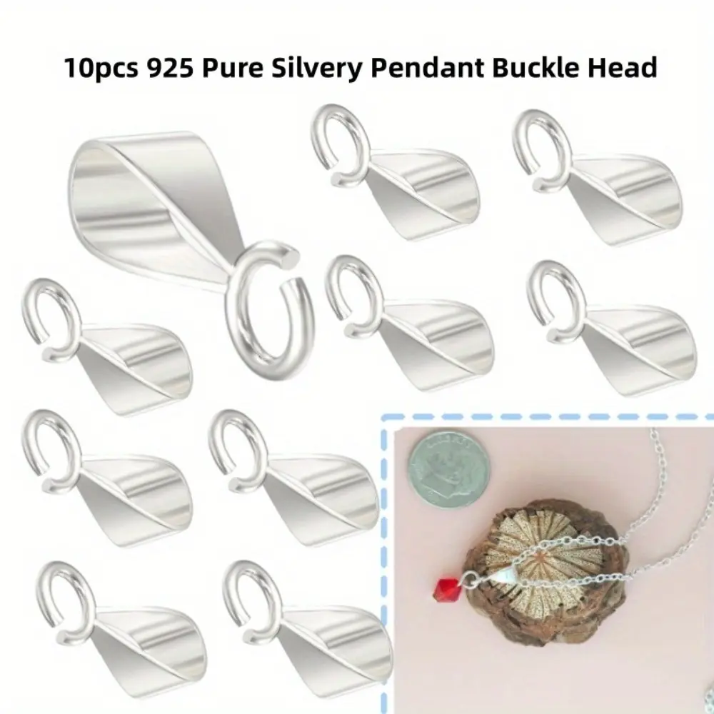 10Pcs 925 Sterling Silver Slider Pendant Clasp for Necklace,Bails for Jewelry Making Pendant Bail Connector with Open Loop Made in Italy summerwins