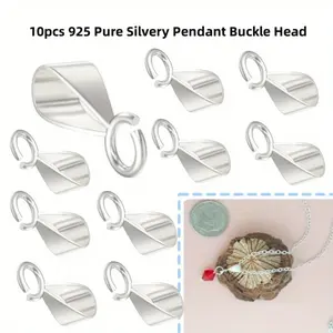 10Pcs 925 Sterling Silver Slider Pendant Clasp for Necklace,Bails for Jewelry Making Pendant Bail Connector with Open Loop Made in Italy