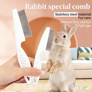Pet flea comb, straight-toothed fine-tooth comb, rabbit or cat and dog flea removal steel comb, pet hair removal grooming and cleaning comb