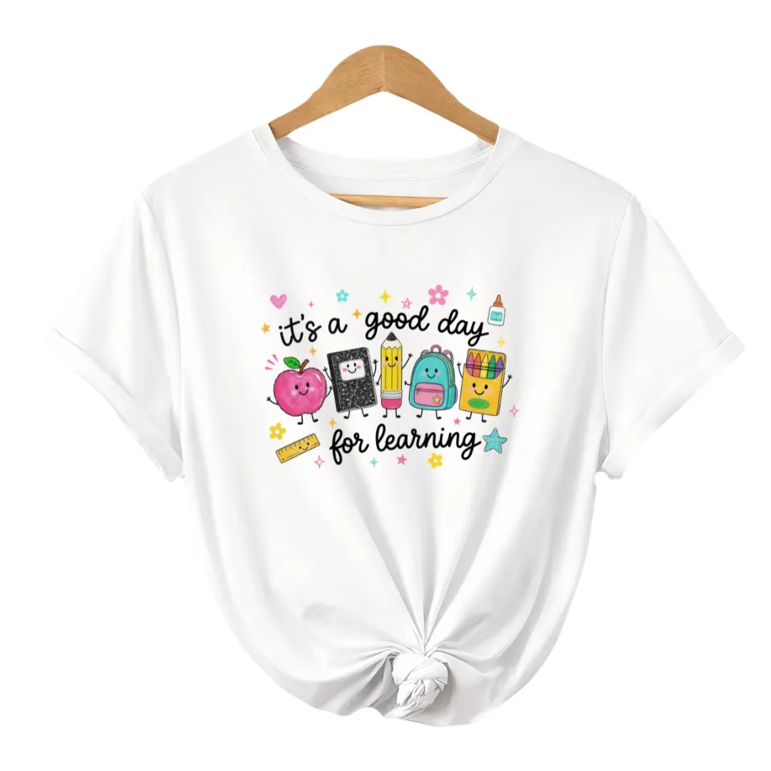 Good Day For Learning Shirt, Teacher Life Tee, Back To School Shirt, Preschool Teacher T-Shirt, Crayon Apple Pencil Graphic Tee