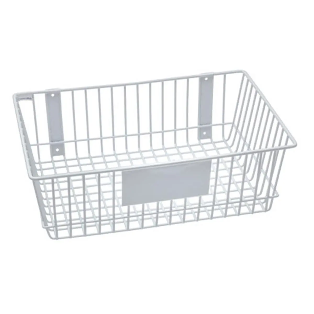 212 MAIN Label-Ready Rectangular Steel Mesh Wire Storage Basket - Mount-Anywhere 18x12x6" White Organizer for Large Household Appliance Parts & Accessories, Steel Mesh Basket