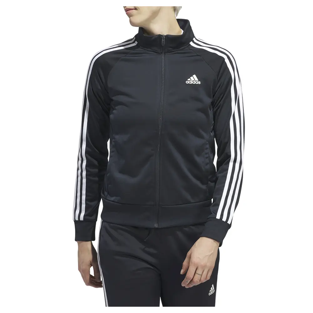 adidas Womens Primegreen Essentials Warm-Up Slim 3-Stripes Training Athletic Outerwear Casual - Black adidas Womens Primegreen Essentials Warm-Up Slim 3-Stripes Training Athletic Outerwear Casual - Black