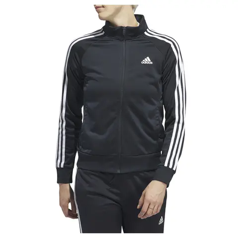 adidas Womens Primegreen Essentials Warm-Up Slim 3-Stripes Training Athletic Outerwear Casual - Black