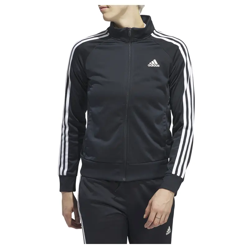 adidas Womens Primegreen Essentials Warm-Up Slim 3-Stripes Training Athletic Outerwear Casual - Black