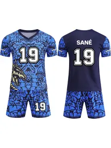 All-season children's football jersey and pants set, with the name SANÉ and the number 19. Suitable for sports and leisure, outdoor activities, and sports styling. Made of breathable material, it is the first choice for outdoor activities.