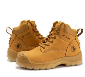 Composite Toe Zip-sided Leather Work Boots for Men Botas   Slip-resistant Walking Shoes Boy Footwear Closed Comfort Springtok Wide Fit