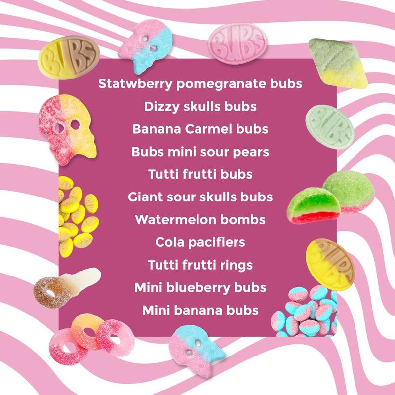 Bubs & European Candy Mix Sweet/Sour Gummies Mix 1/2 lb Snack Bonbon - Variety Pack of Sweet and Sour Bonbons