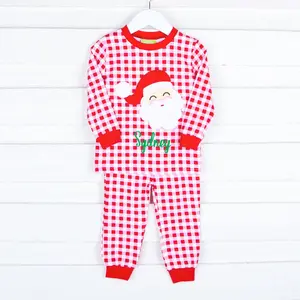 Happy Santa Red Gingham Pajamas for Girls and Boys - Perfect for Christmas Morning