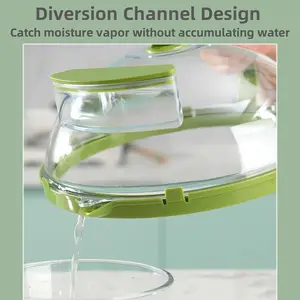 2-in-1 Microwave Steamer & Splash Guard Transparent with Handle & Water Storage Box for Home Kitchen Gadgets & Accessories Dual Clasp Design for Stability