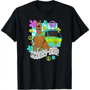 Fashionable Casual Top Cotton Men's Short Sleeve Scooby-Doo Mystery Machine Happy Front Pose T-Shirt