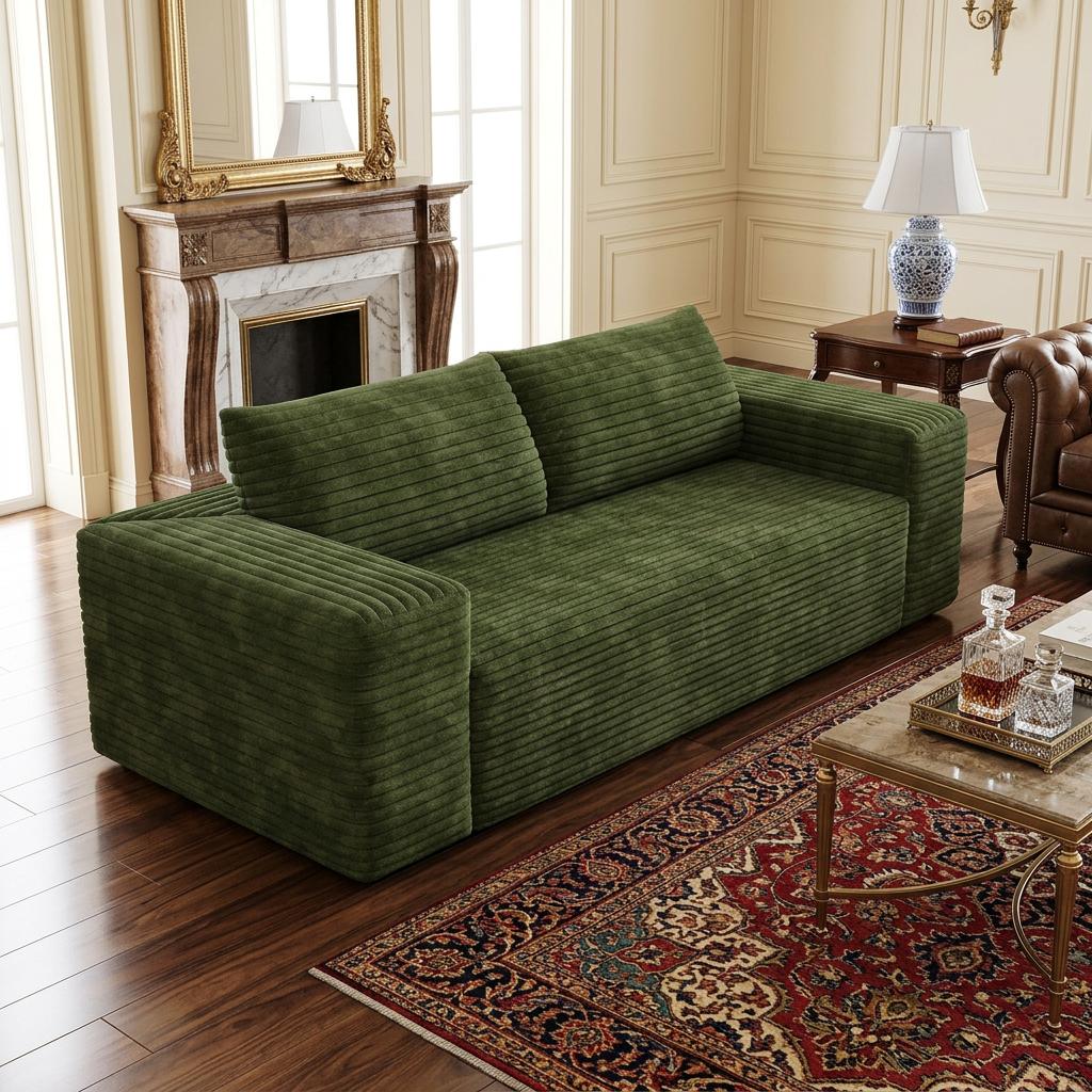 VESAMONTIS 78.8" 3-Seater Corduroy Sofa, Deep Seat Cloud Couch with Ergonomic Backrest & Wide Armrests, Comfy No Assembly Loveseat for Living Room, Bedroom & Apartment, High-Density Foam Support (Up to 600lbs) VESAMONTIS 78.8" 3-Seater Corduroy Sofa, Deep Seat Cloud Couch with Ergonomic Backrest & Wide Armrests, Comfy No Assembly Loveseat for Living Room, Bedroom & Apartment, High-Density Foam Support (Up to 600lbs)